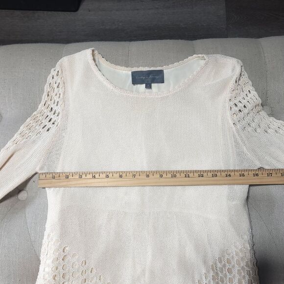 Anthropologie Sunday in Brooklyn Fiona Sweater Eyelet Layered Cream Womens small - Picture 11 of 13